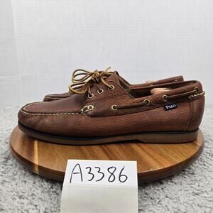 Polo Ralph Lauren Bienne Brown Leather Casual Lifestyle Daily Boat Shoe Men 11 D